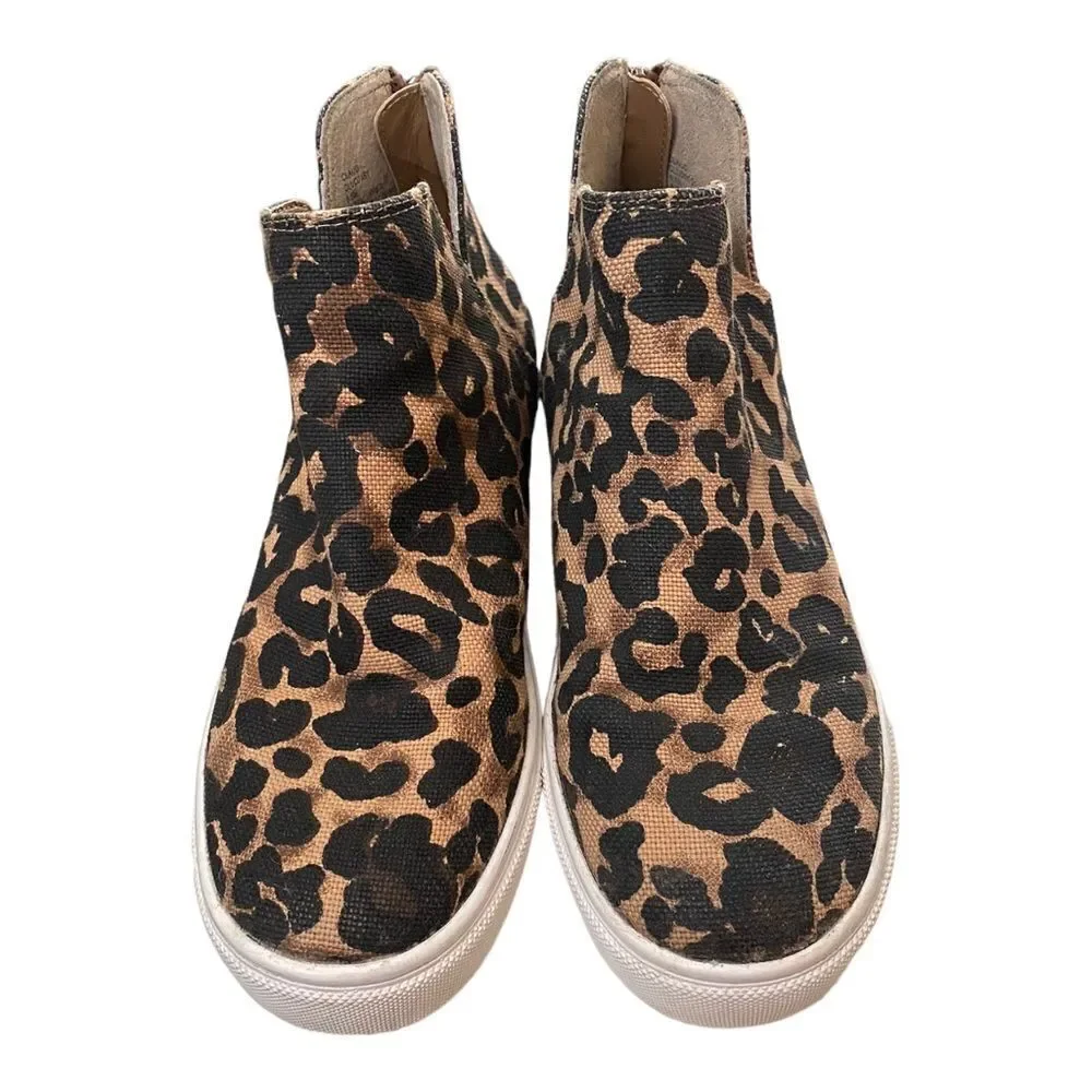 STEVE MADDEN Claud Women's Leopard Wedge Slip-on Sneakers 6.5